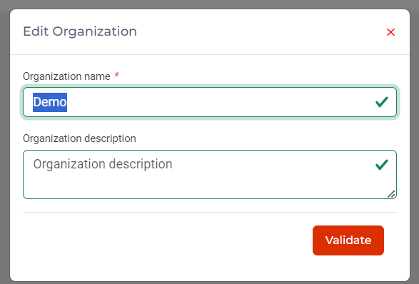 Edit organization information