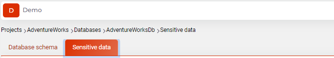 Sensitive Data Tab